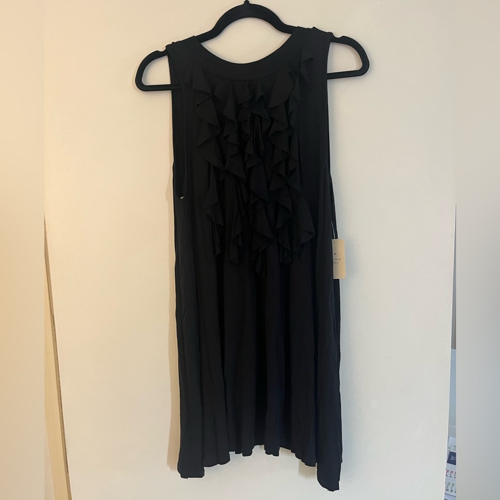 Black Dress with Ruffled Front - NEW WITH TAGS